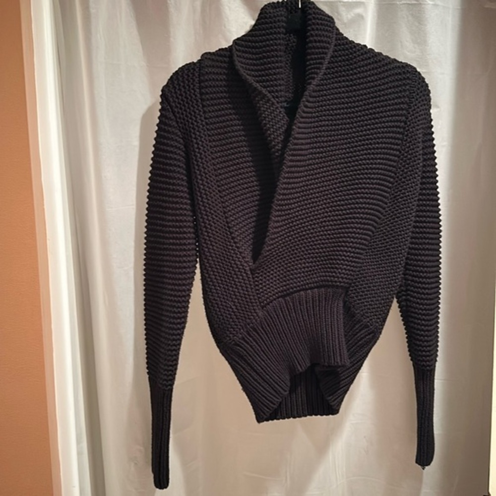 Women's American Eagle Black Shawl Collar Sweater